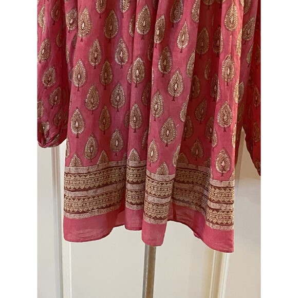 Calypso Saint Barth Size 1 Balloon Sleeve Trapeze Blouse‎ Cotton Coastal Boho - Picture 3 of 14